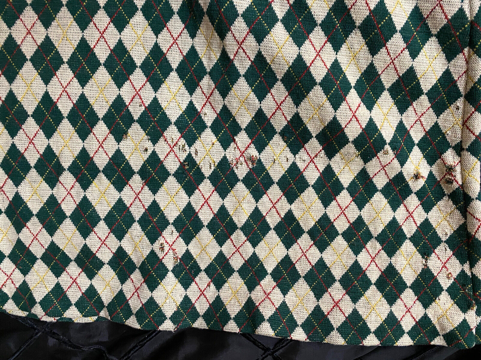 Vintage Wool Argyle Maxi Skirt Sabra Green Red Cottage Boho Academia M-XL USA - Fresh Stock Dated March 2026