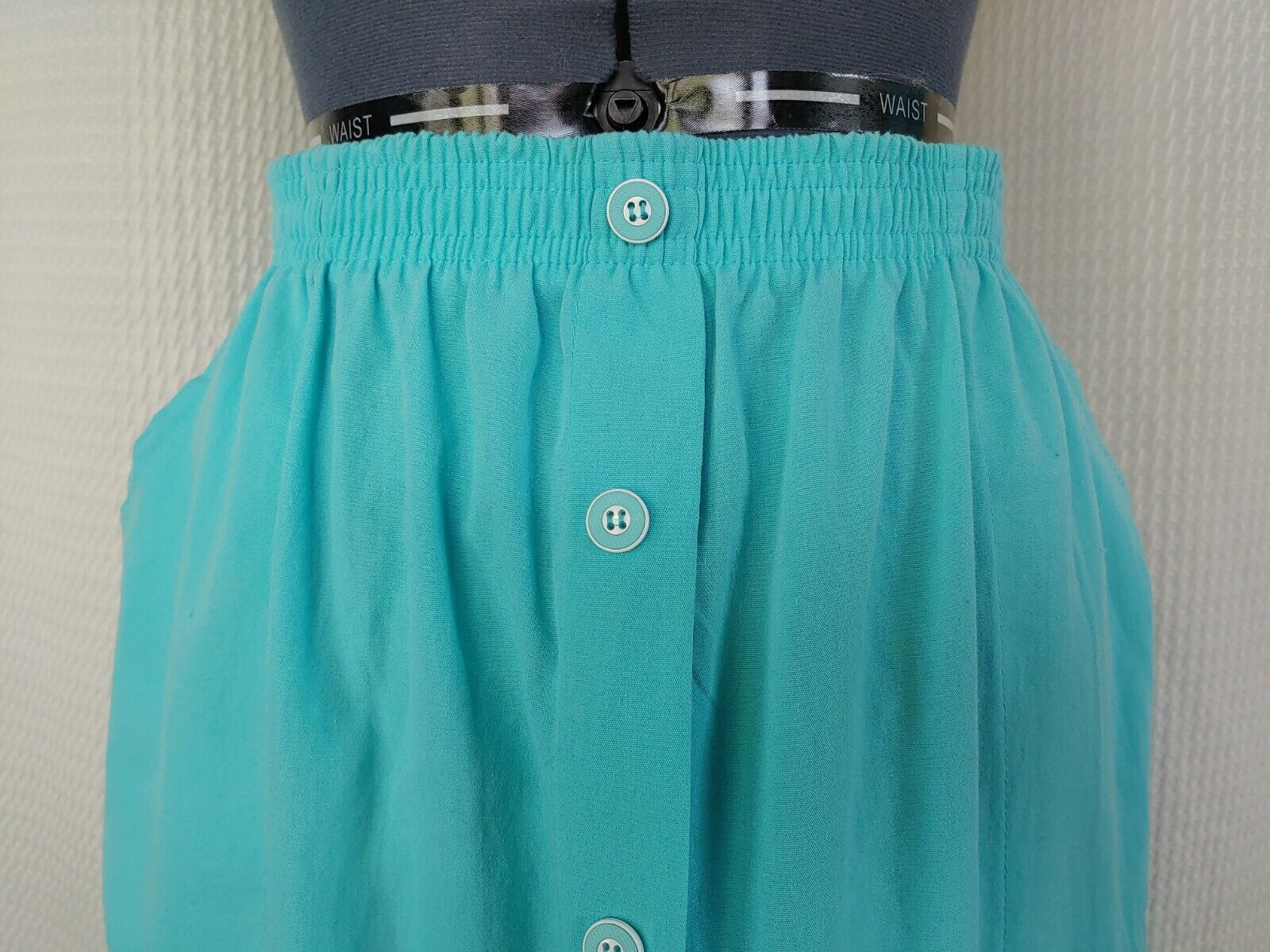 Vintage Mint Green Skirt with Button Down Front & Pockets - Fresh Stock Dated March 2026
