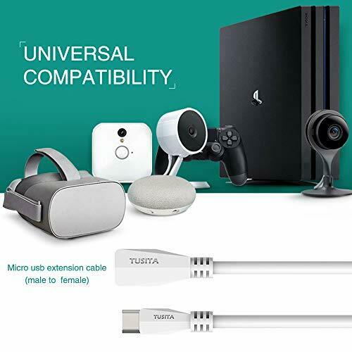 TUSITA Micro USB Power Extension Cable (20ft 6M) - Male to 6 feet, 20ft-White - Fresh Stock Dated February 2026