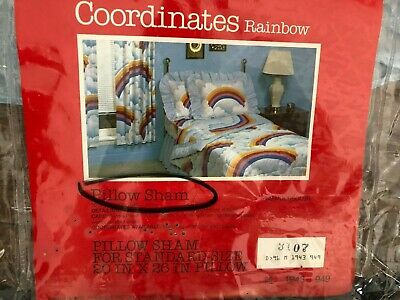 Vintage Pillow Sham Rainbow Ruffle 70's Sears Bedding  Set NIP Standard Pride - Fresh Stock Dated December 2025