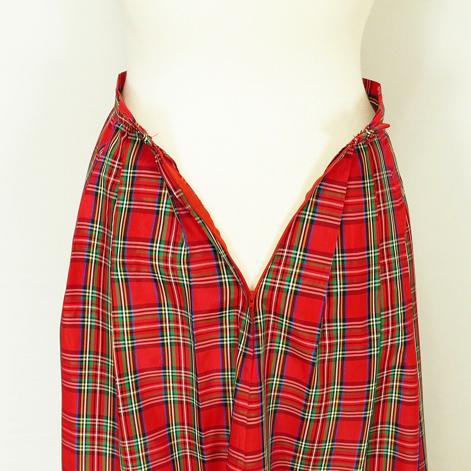 Vintage 1980s Taffeta Maxi Skirt Red Plaid Size XS - Fresh Stock Dated December 2025