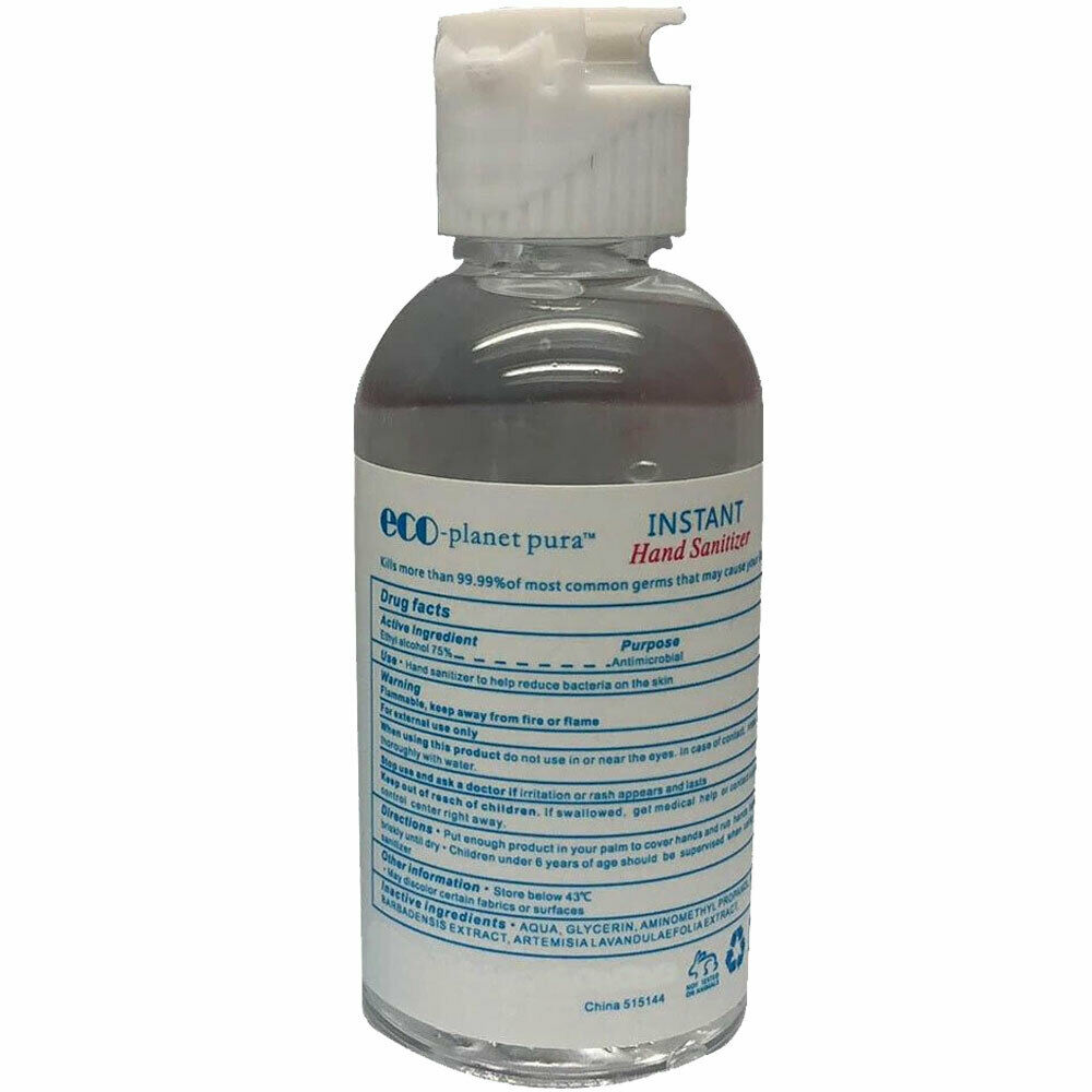 288x Eco-Planet Pura Hand Sanitizer Gel 75% Alcohol w Aloe 1.7oz Bottle (50ml) - Fresh Stock Dated February 2026