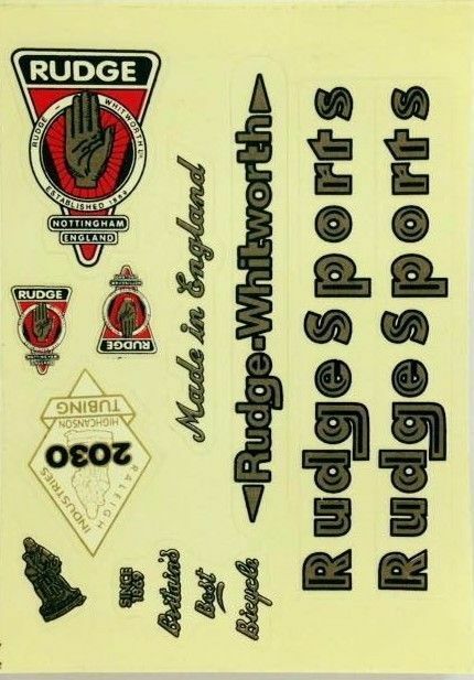 BIKE VINTAGE DECALS RUDGE SPORTING GOODS STICKER CYCLING FRAME BICYCLE ACCESSORY - Fresh Stock Dated December 2025