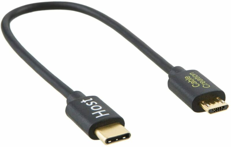 Short USB C to Micro Cable OTG CableCreation 0.65FT Black (0.65ft) - Fresh Stock Dated February 2026