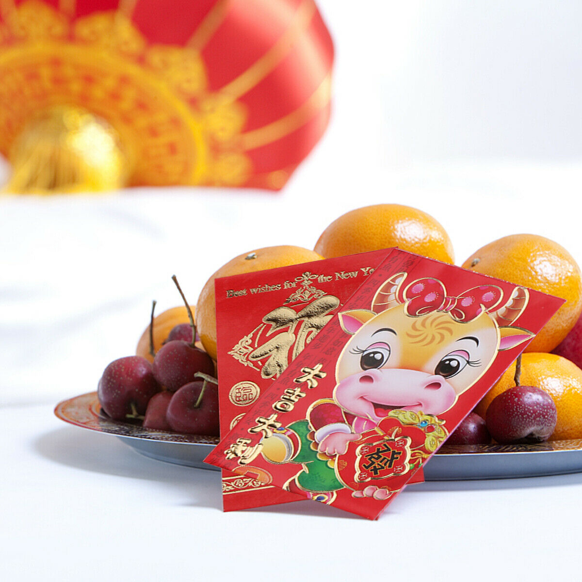 2021 Chinese New Year Red  Chinese Zodiac Year of the Ox Cartoon H0U0 - Fresh Stock Dated February 2026