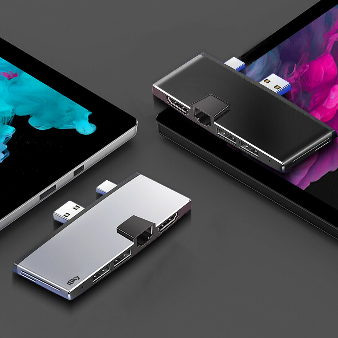 iSky Microsoft Surface Pro USB Hub Surface Pro5 Pro6 USB3.0 HDMI LAN Ethernet SD - Fresh Stock Dated February 2026