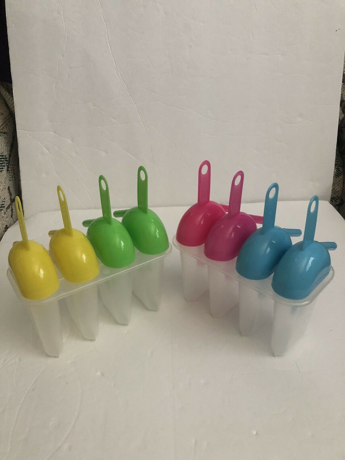 VTG ICE POP MOLD SET-2- W/BRIGHT-MATCHING COLORFUL TOPS PAIRS OF 2 W/ STRAWS - Fresh Stock Dated February 2026