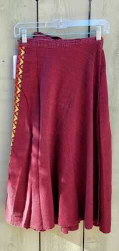 Vintage Purple Red Embroidered Guatemalan Wrap Skirt - Fresh Stock Dated February 2026