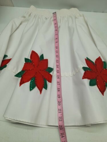 Vtg Circle Malco Modes Partners Please Skirt Sz S Christmas Poinsettia White - Fresh Stock Dated March 2026