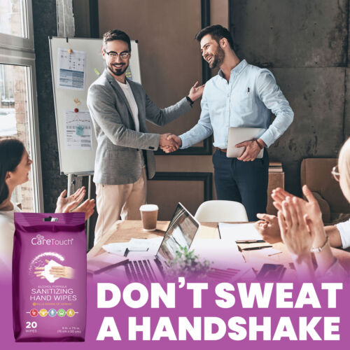 Care Touch Hand Sanitizing Wipes (10 Pouches) | 200 Antiseptic Wipes in Moisture - Fresh Stock Dated February 2026