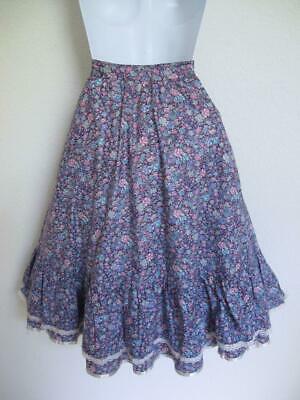 Vtg 70s Gunne Sax Ruffle Prairie Skirt 5 XS Button Down Purple Blue Floral Lace - Fresh Stock Dated March 2026