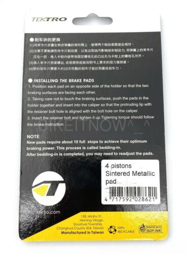 Tektro ORION 4P HD-M750/M745 Bike Q11TS 4 Piston Sintered Disc Brake Pad 1 Pair - Fresh Stock Dated December 2025