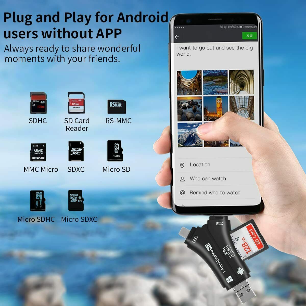 4-in-1 Trail Camera Viewer SD Card Reader - Type-C & Micro USB Android Phones US - Fresh Stock Dated February 2026