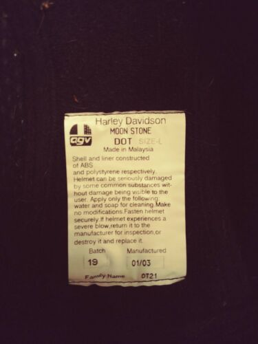 Harley Davidson Moonstone Helmet Size L - Fresh Stock Dated February 2026