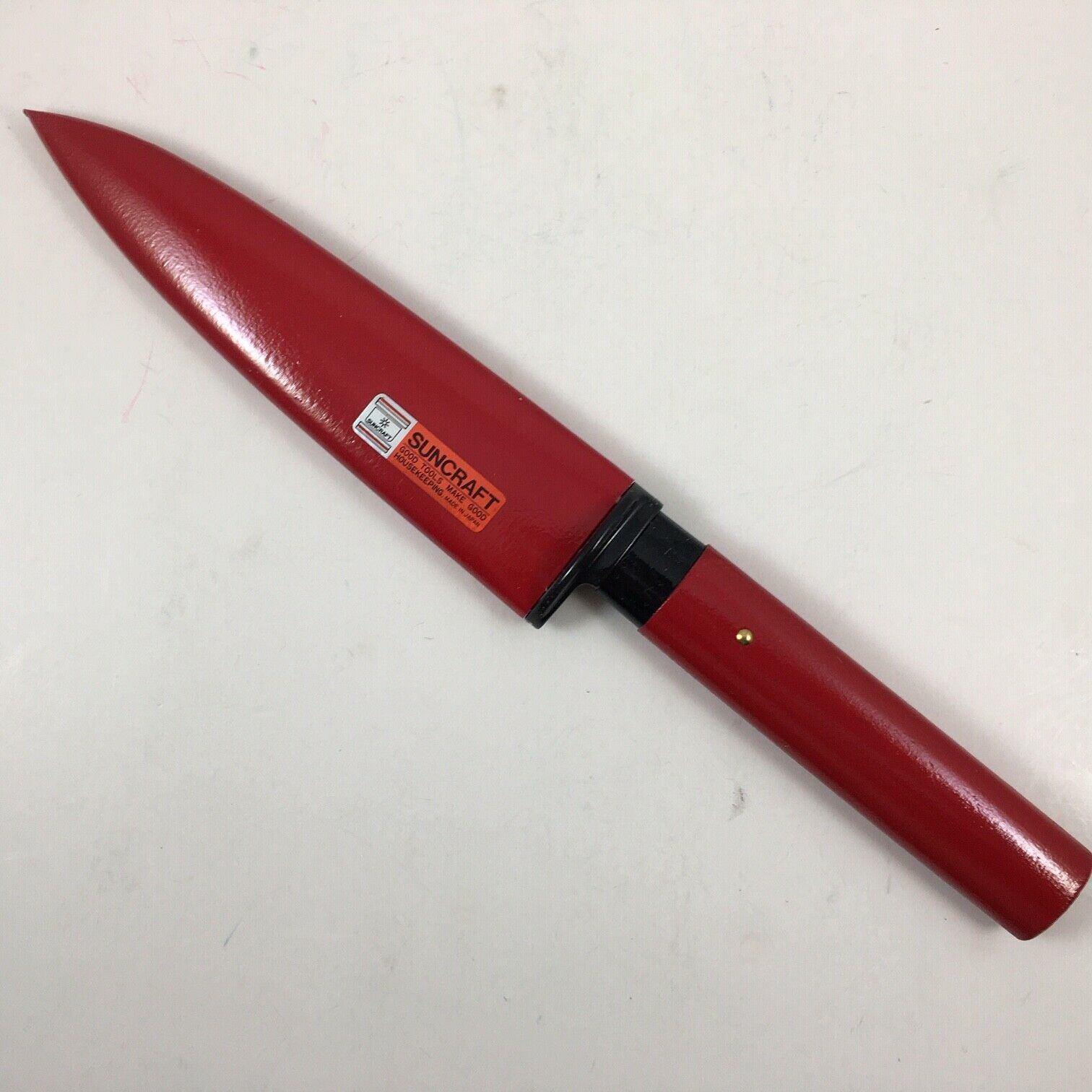 Kotobuki Japanese Suncraft Stainless Kitchen Picnic Fruit Knife Red Wood Cover - Fresh Stock Dated December 2025