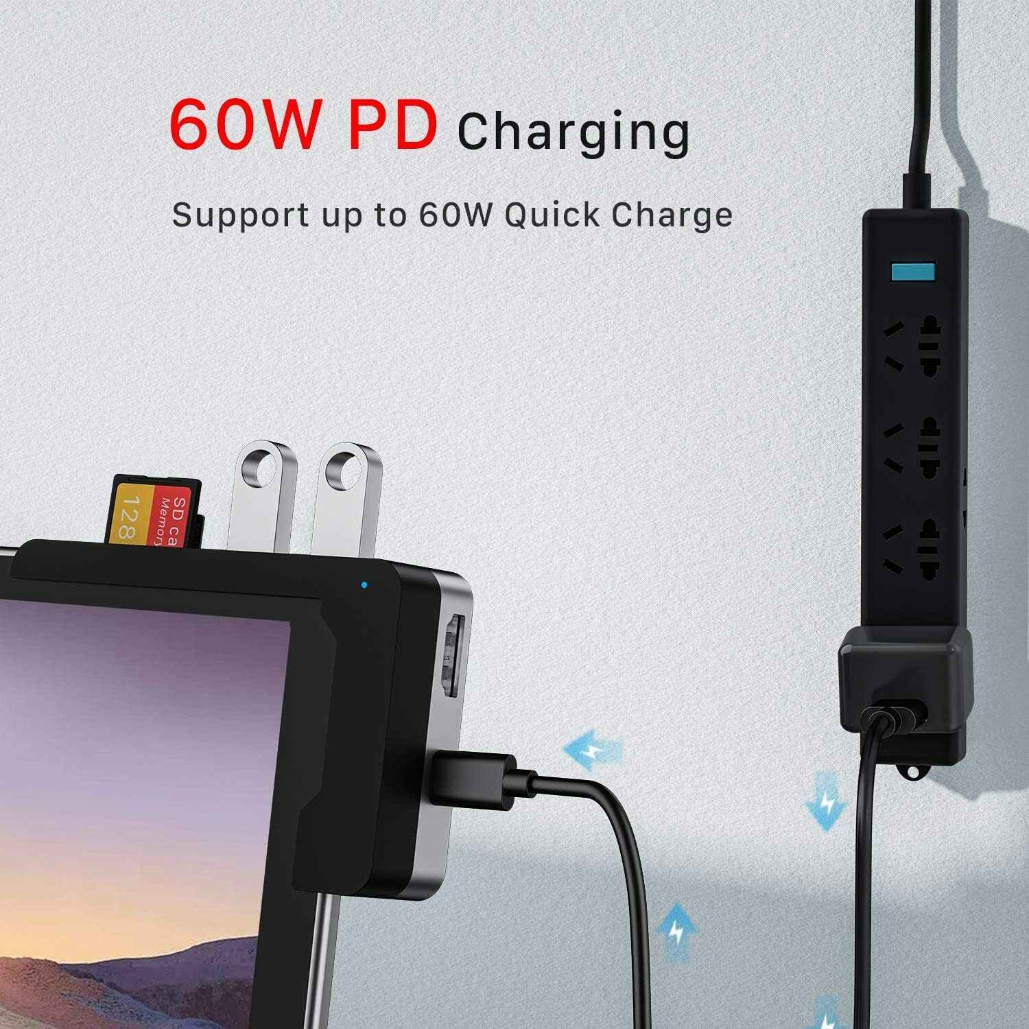 BYEASY Surface Pro 7 Docking Station with 4K HDMI,USB-C PD Charging& Card Reader - Fresh Stock Dated December 2025