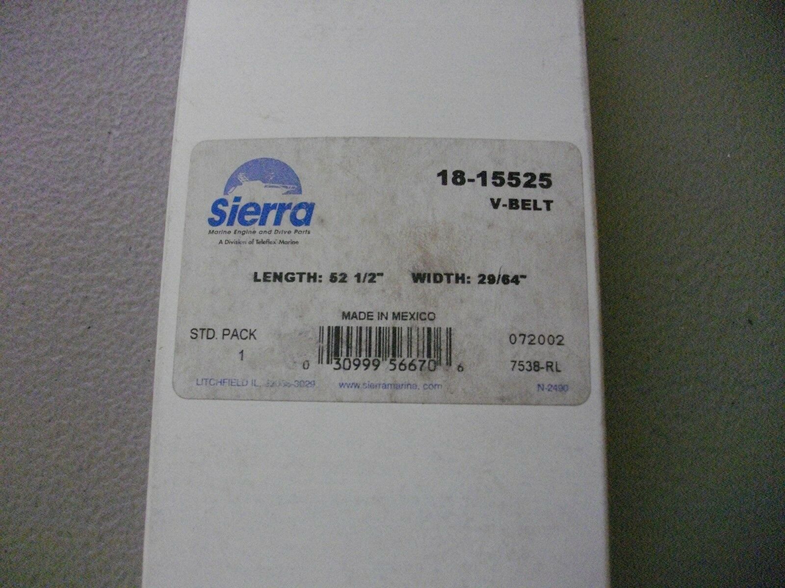 Sierra v-belt 18-15525 Mercruiser sterndrive 52 1/2 X 29/64 - Fresh Stock Dated February 2026