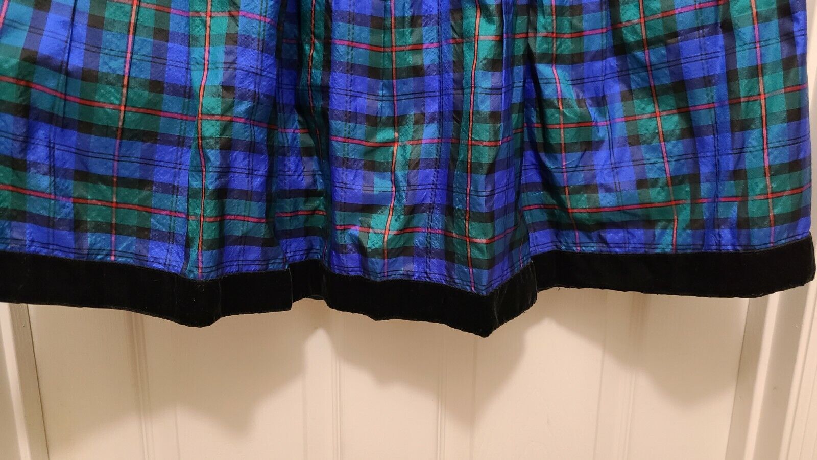 Vtg Herman Geist Blue Silk Plaid Taffeta Holiday Skirt w/ Lining See Measurement - Fresh Stock Dated March 2026