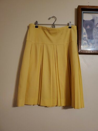 Women's Vintage Yellow Pleated Polyester Full Skirt Volup XL Boho Hippie - Fresh Stock Dated February 2026