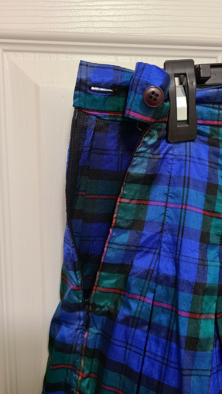 Vtg Herman Geist Blue Silk Plaid Taffeta Holiday Skirt w/ Lining See Measurement - Fresh Stock Dated March 2026