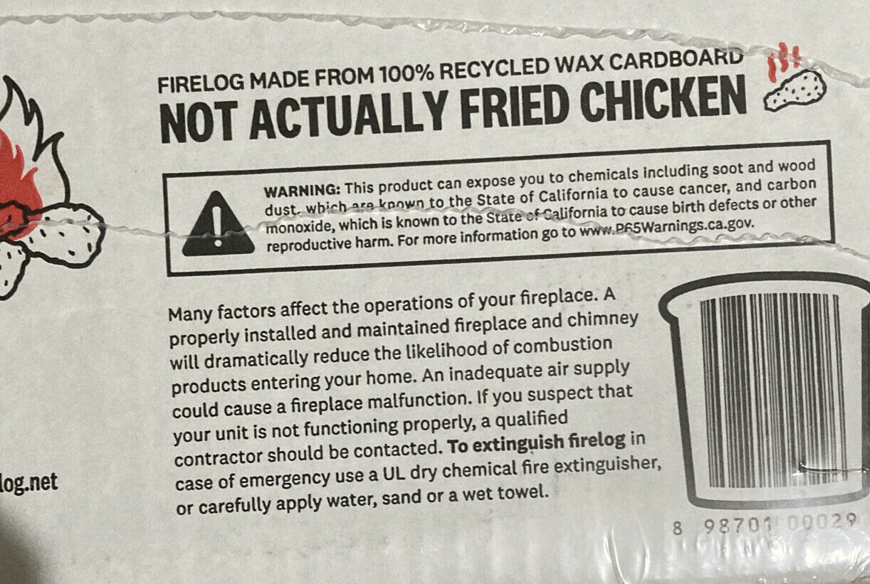 NEW KFC Fire Wood Enviro Log with 11 Herbs & Spices Enviro-Log Free Shipping! - Fresh Stock Dated December 2025