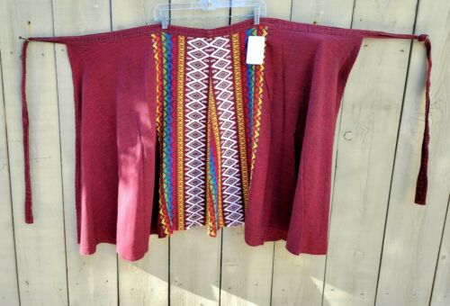 Vintage Purple Red Embroidered Guatemalan Wrap Skirt - Fresh Stock Dated February 2026