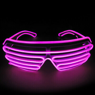 El Wire Fashion Neon LED Light Up Shutter Shaped Glasses Rave Costume Party - Fresh Stock Dated February 2026
