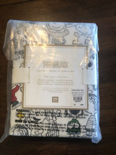 New Pottery Barn Teen Christmas Flannel Peanuts Friends Standard Cases Set Of 2 - Fresh Stock Dated December 2025