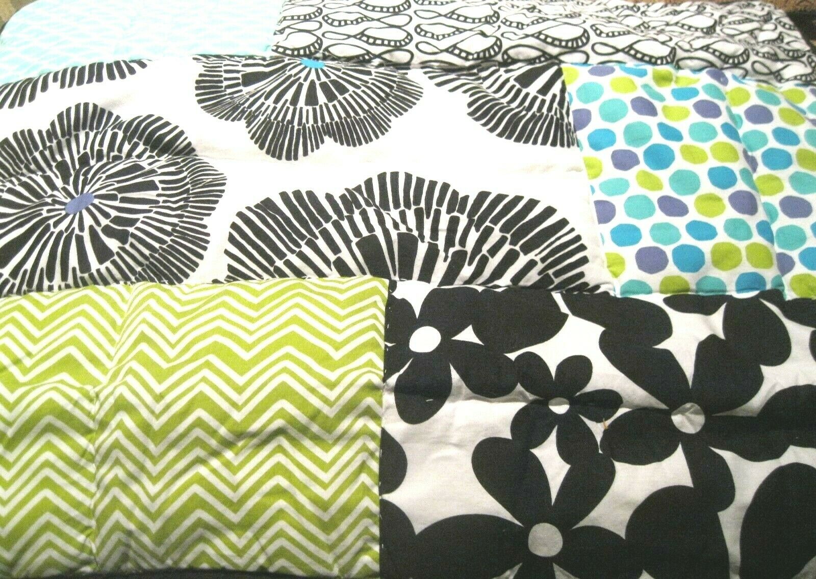 POTTERY BARN Teen Quilt Graphic Patch Sham Standard Black Pool Green Dots Floral - Fresh Stock Dated December 2025