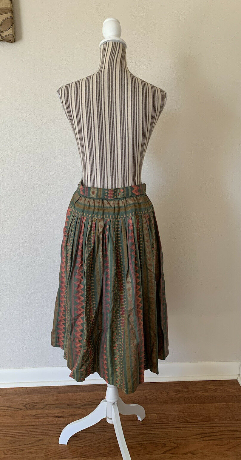Vintage Pleated Full Skirt Pockets Green Women’s Small - Fresh Stock Dated March 2026
