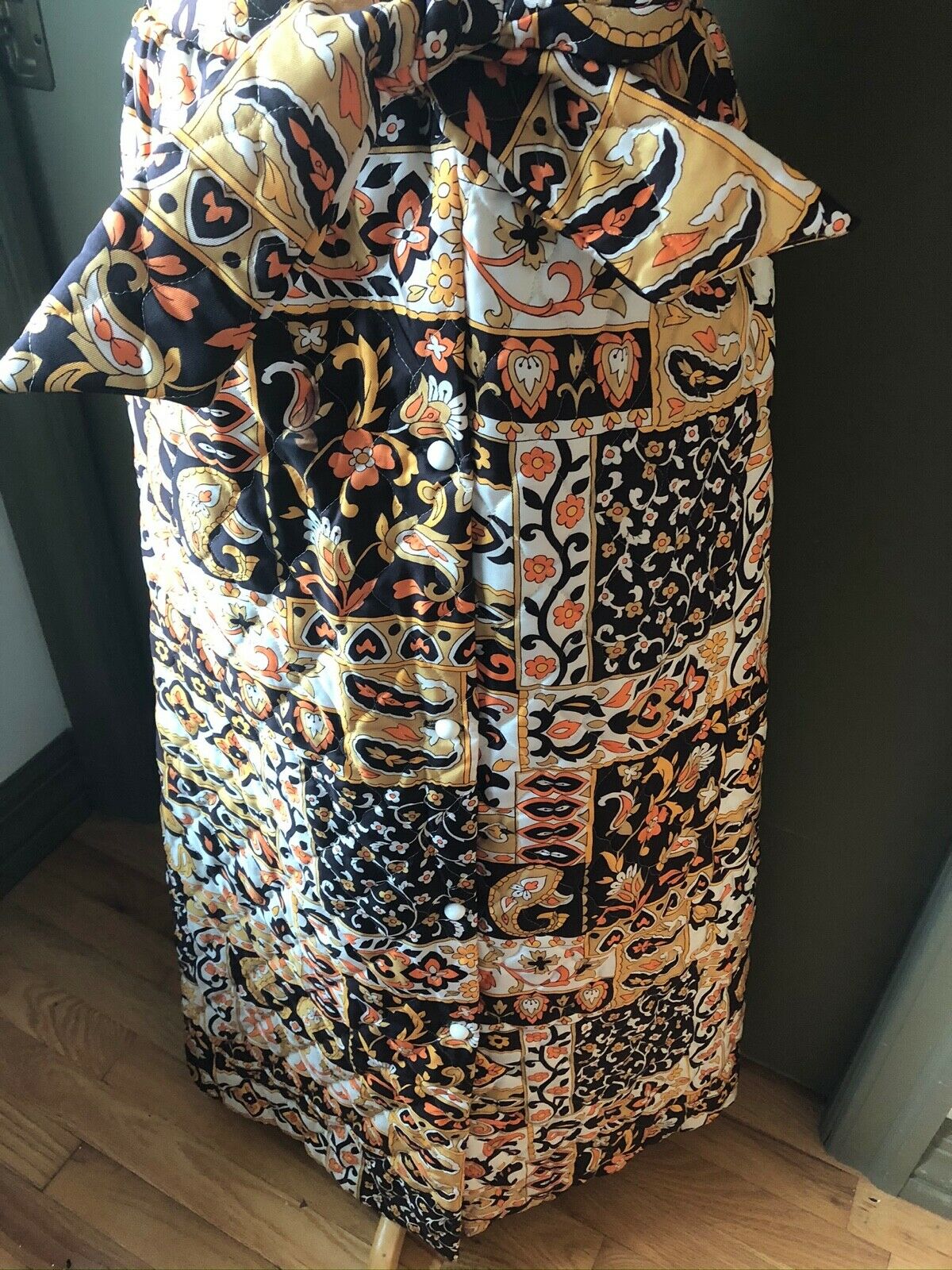 Vintage 1960s Quilted Maxi Women's Skirt/Medium FALL COLORS Hippie Hostess Boho - Fresh Stock Dated February 2026