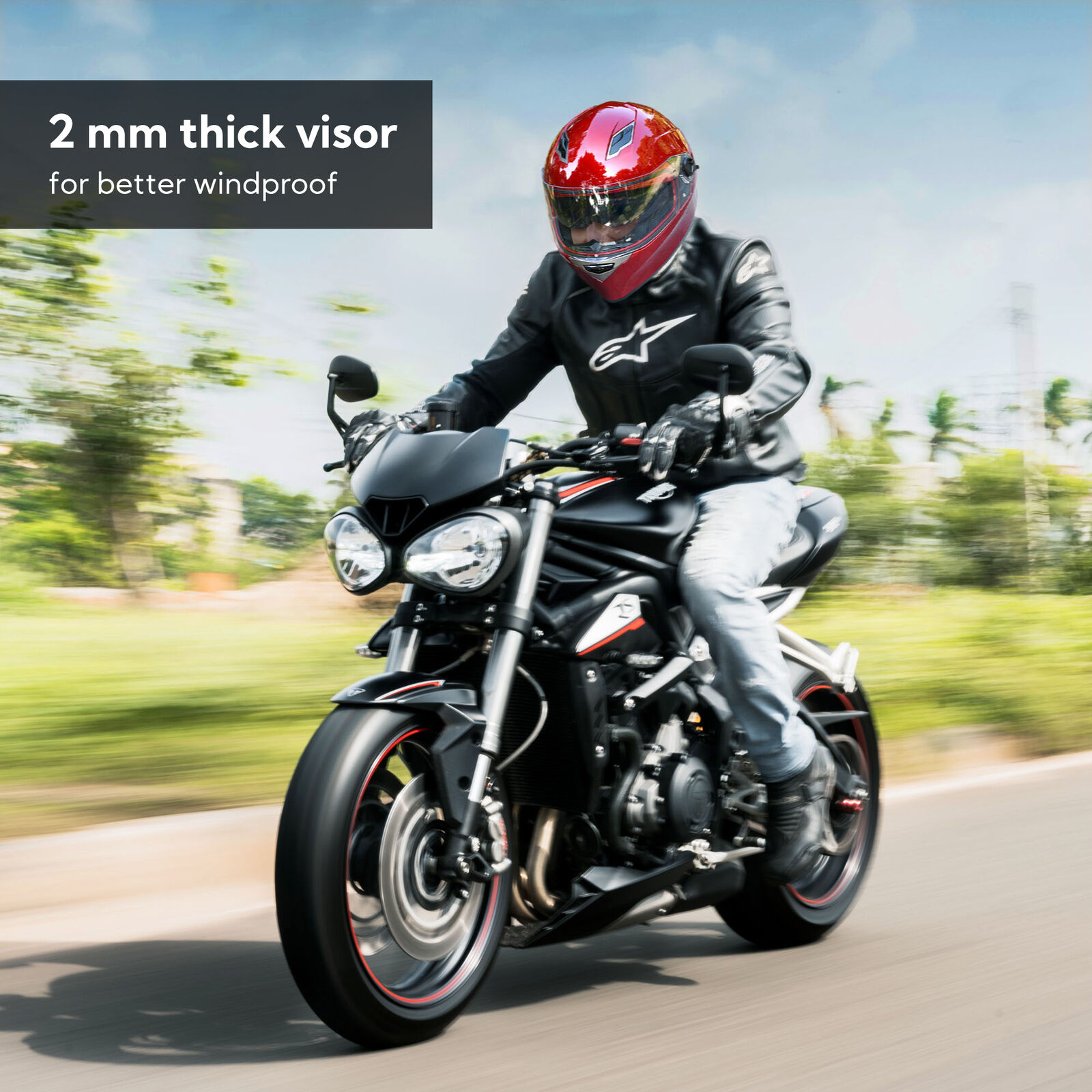 AHR RUN-F Replacement Motorcycle Helmet Front Visor Solid PC Face Shield - Fresh Stock Dated February 2026