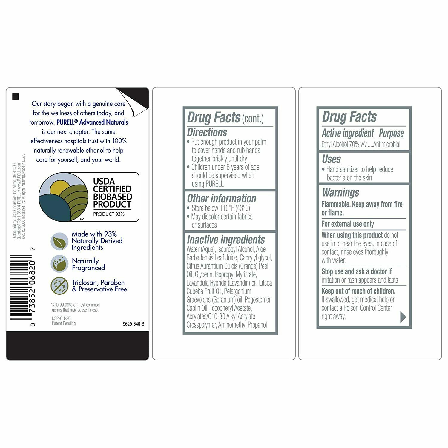 PURELL Advanced Hand Sanitizer Gel Naturals with PUMP, Citrus, 12 oz, PACK OF 12 - Fresh Stock Dated February 2026