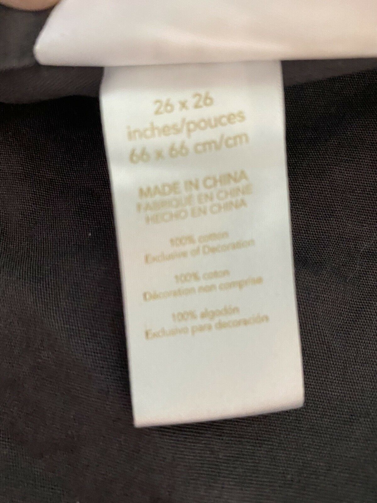 POTTERY BARN Teen Emily Meritt Sweet Scallop Euro Sham 26”x 26” Charcoal & White - Fresh Stock Dated January 2026