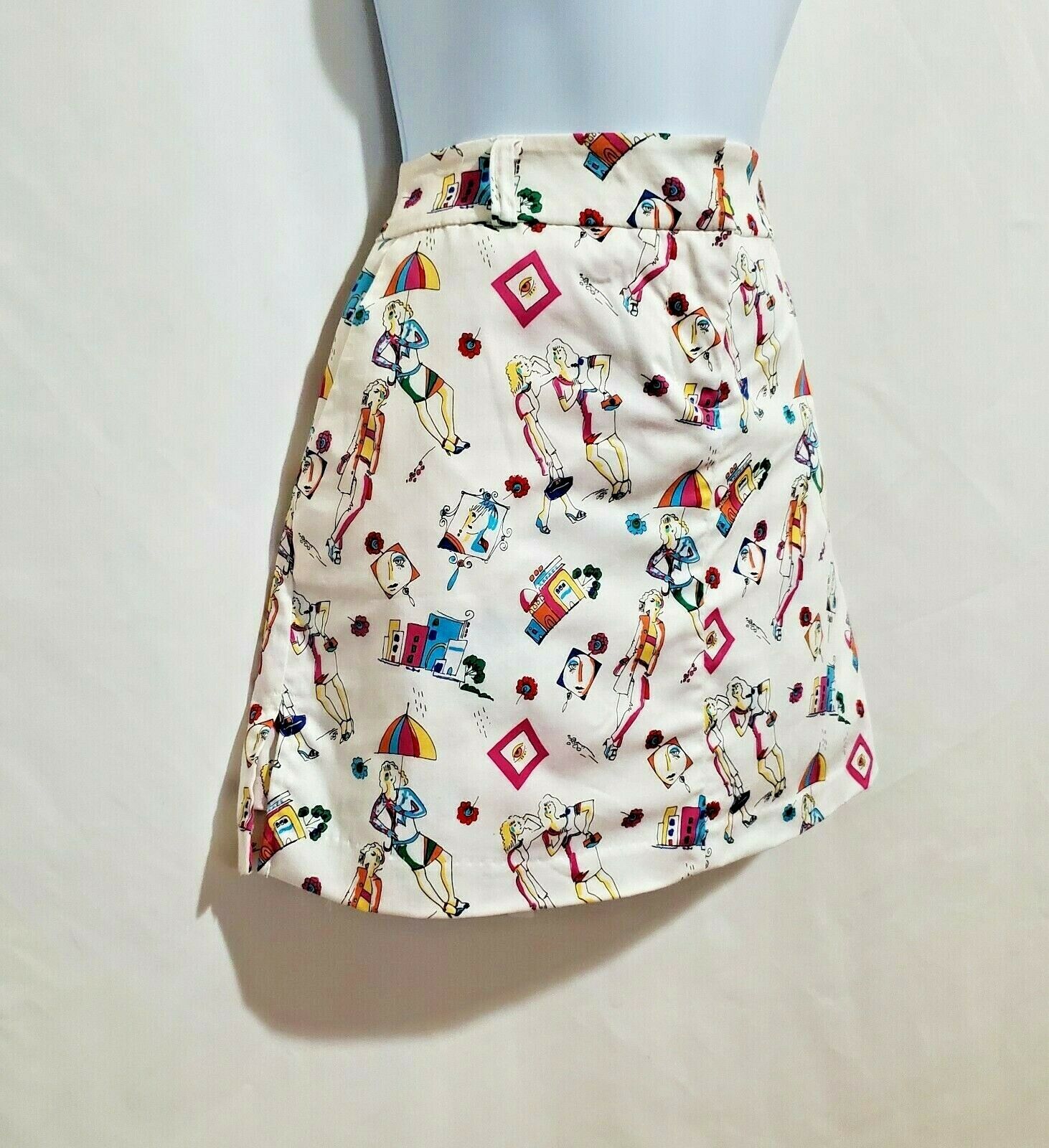 NOS Vintage Y2K High Rise Mini Skort Skirt + Shorts Retro Graphic - 4 / Medium - Fresh Stock Dated February 2026