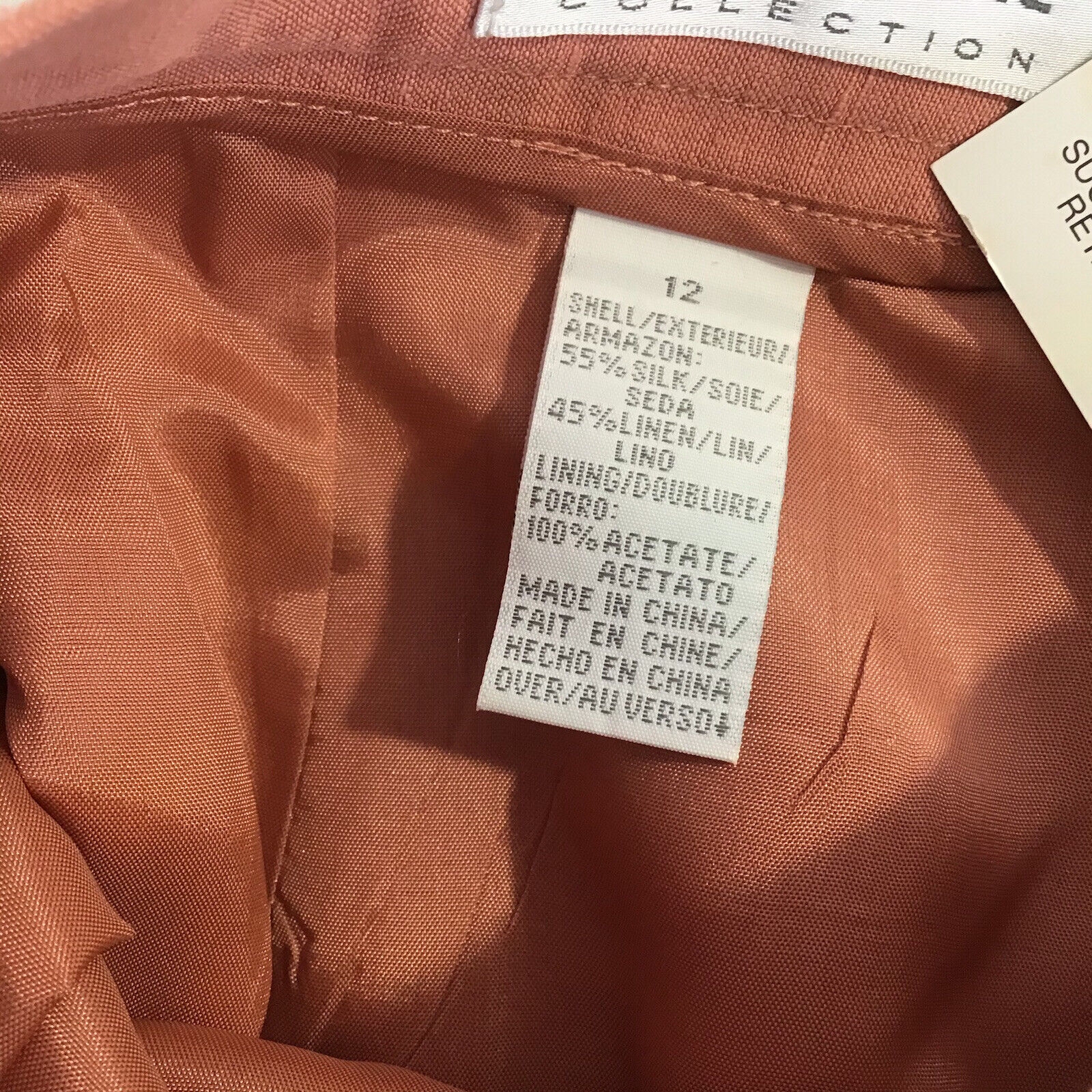 Vintage Liz Claiborne Skirt Silk Linen Coral Pink Women's 12 - Fresh Stock Dated March 2026