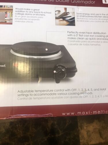 Elite Gourmet Countertop Electric Hot Burner Double - Black - Fresh Stock Dated December 2025