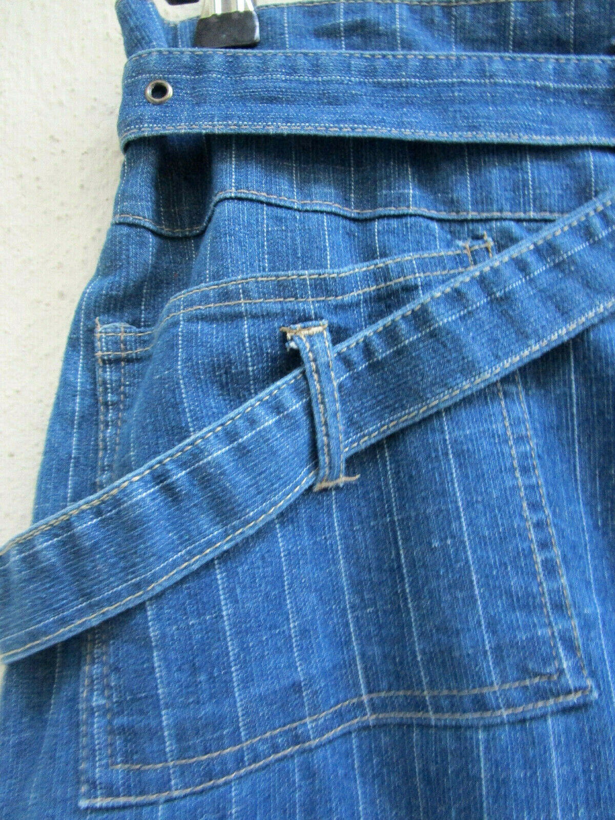 VTG 90s..MAXI LONG..VERTICAL STRIPE..DENIM..SKIRT..EXPOSED ZIPPERS & BELT..13/14 - Fresh Stock Dated March 2026