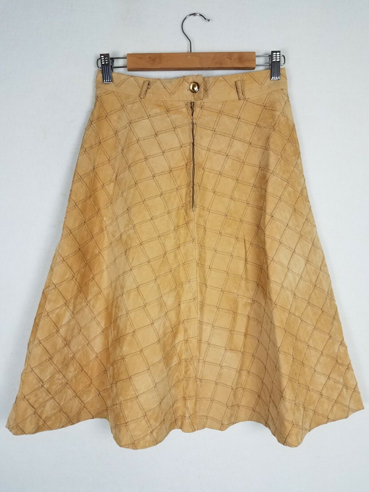 VTG Womens Size Small Skirt A-Line Quilted Faux Suede Fabric Tan Casual Vintage - Fresh Stock Dated March 2026