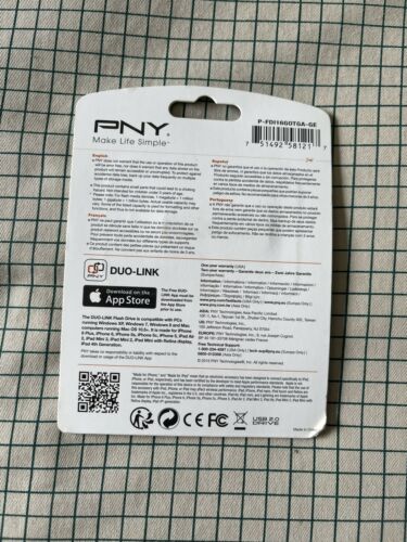 PNY Duo-Link On-the-Go USB Flash Drive for iPhone and iPad - 16 GB - Brand New - Fresh Stock Dated February 2026