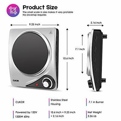 Electric Single Hot Plate,Portable Stove,1200W Infrared Single Burner for - Fresh Stock Dated December 2025