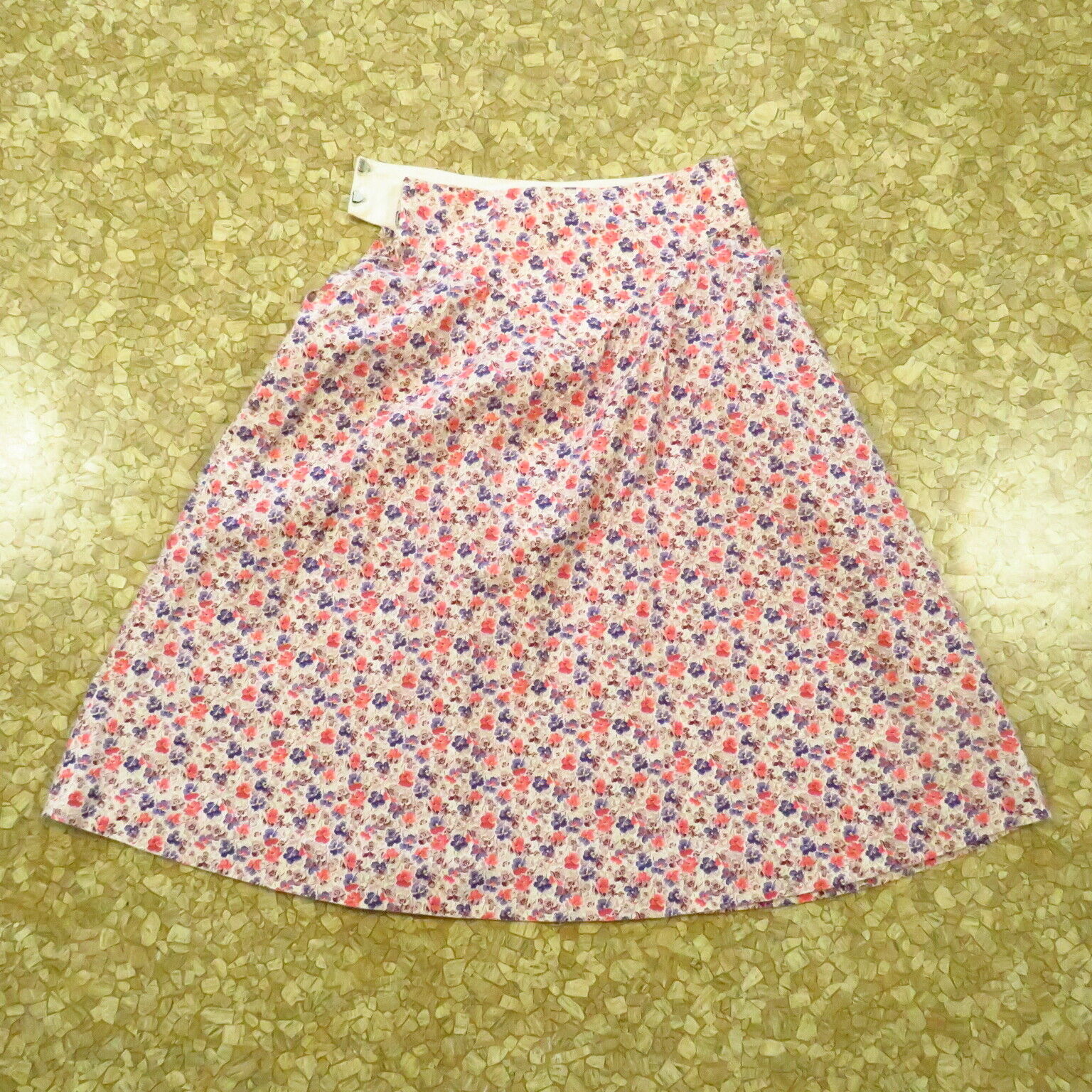 Vintage Pansy Floral Skirt Cotton POCKETS Size XS 25 Waist - Fresh Stock Dated March 2026