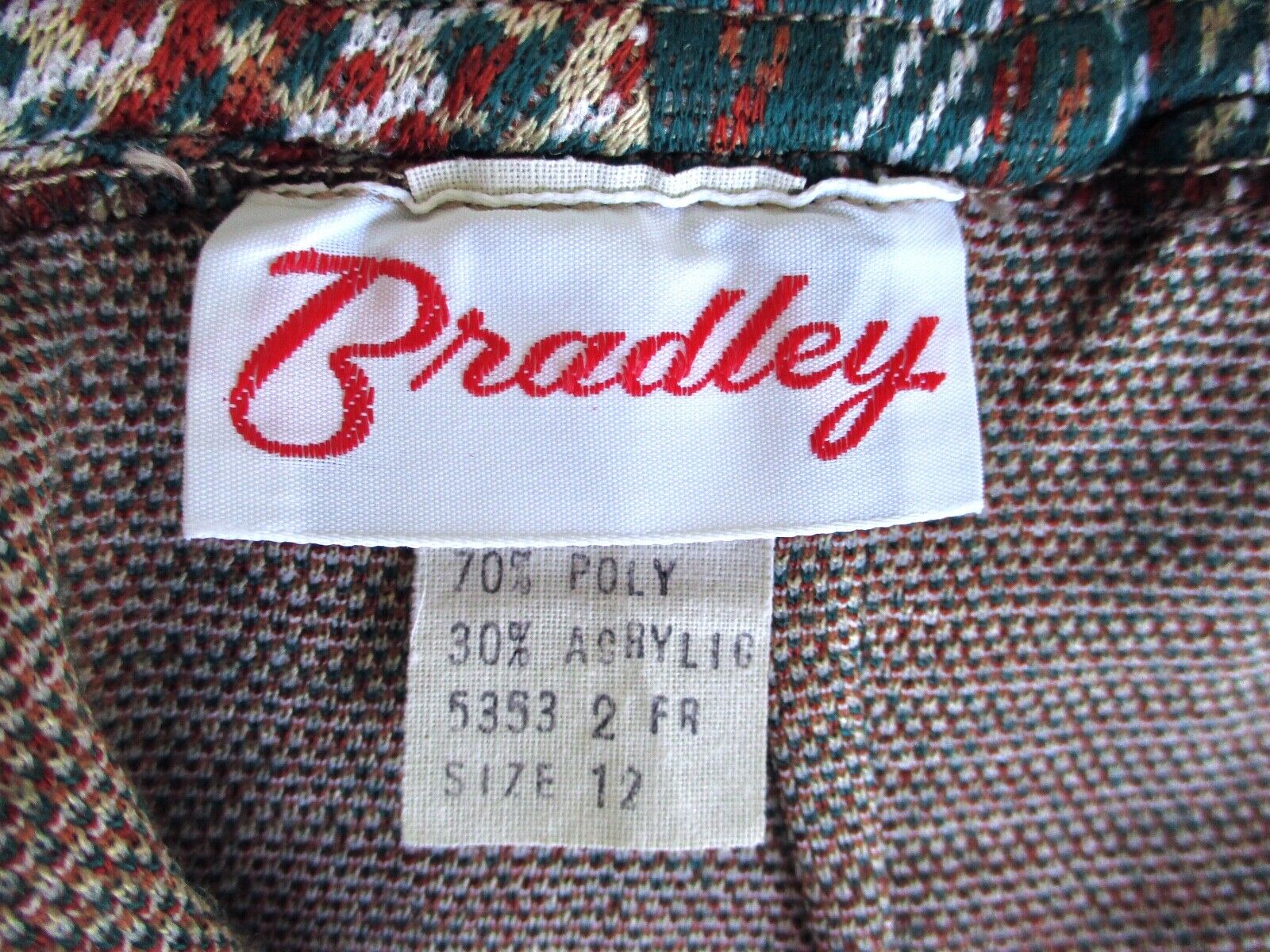 Vtg 60s 70s Mod Rust Green Plaid Poly Knit A-Line Secretary Skirt Side Zip 12 - Fresh Stock Dated March 2026