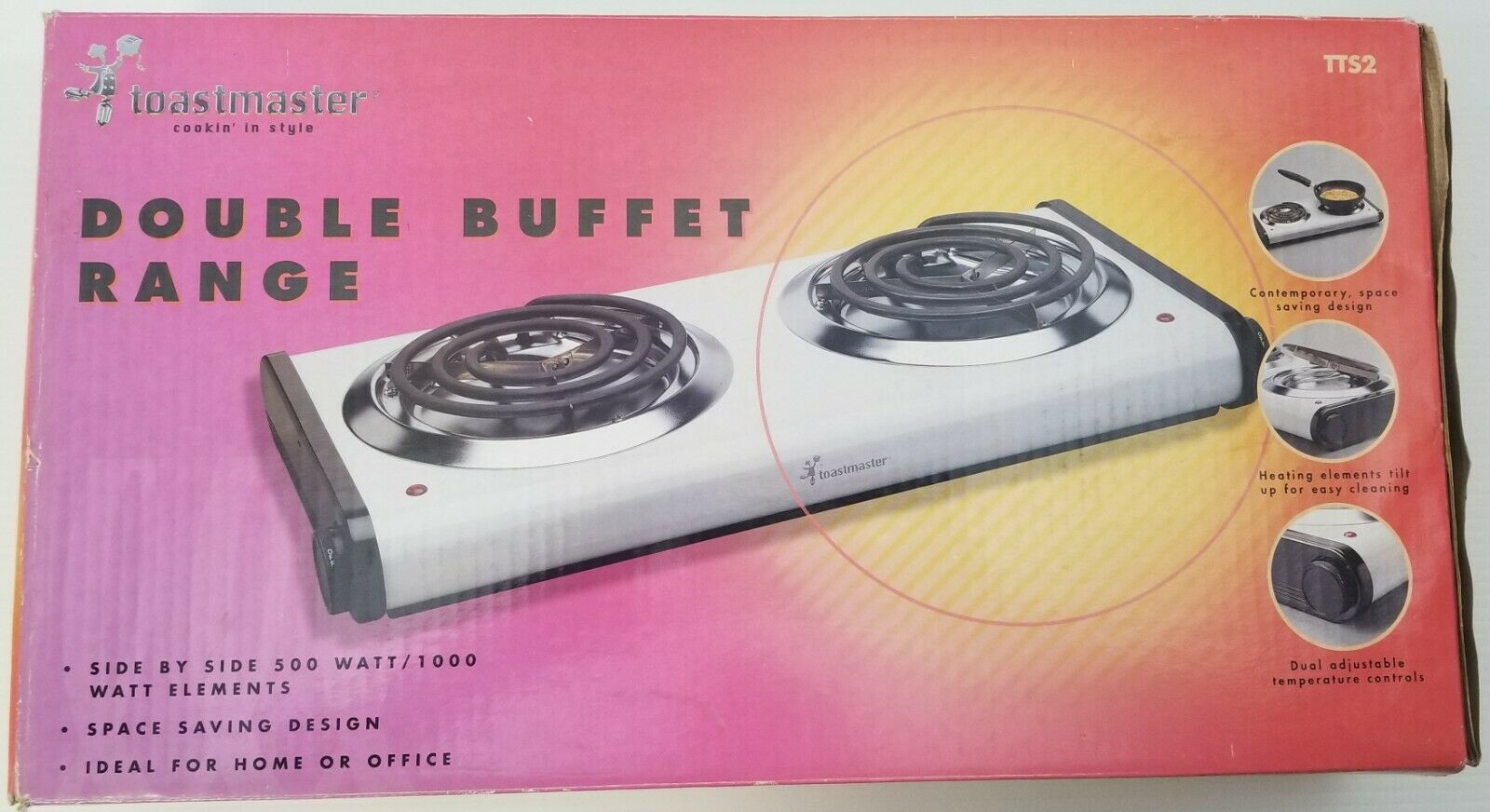 N) Toastmaster Double Buffet Range Double Burner Model TTS2 500 Watt/1000 Watt - Fresh Stock Dated February 2026