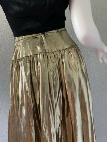 Vintage 80s Metallic High Waist Gold Foil Wet Look Party Maxi Skirt XS - Fresh Stock Dated February 2026