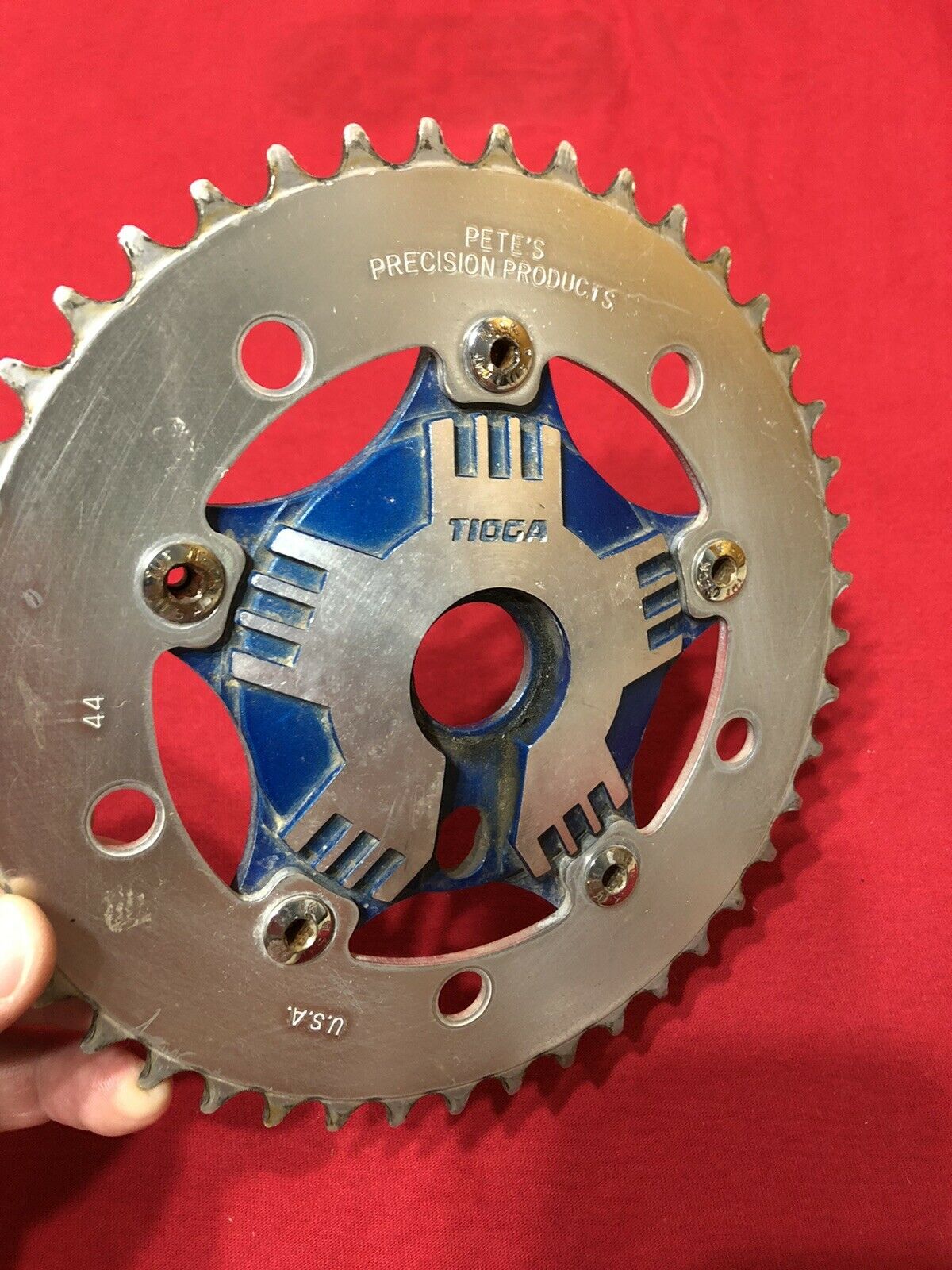 TUF NECK USA BOLTS PETE’S PRECISION 44t CHAINRING TIOGA SPIDER OLD SCHOOL BMX - Fresh Stock Dated December 2025