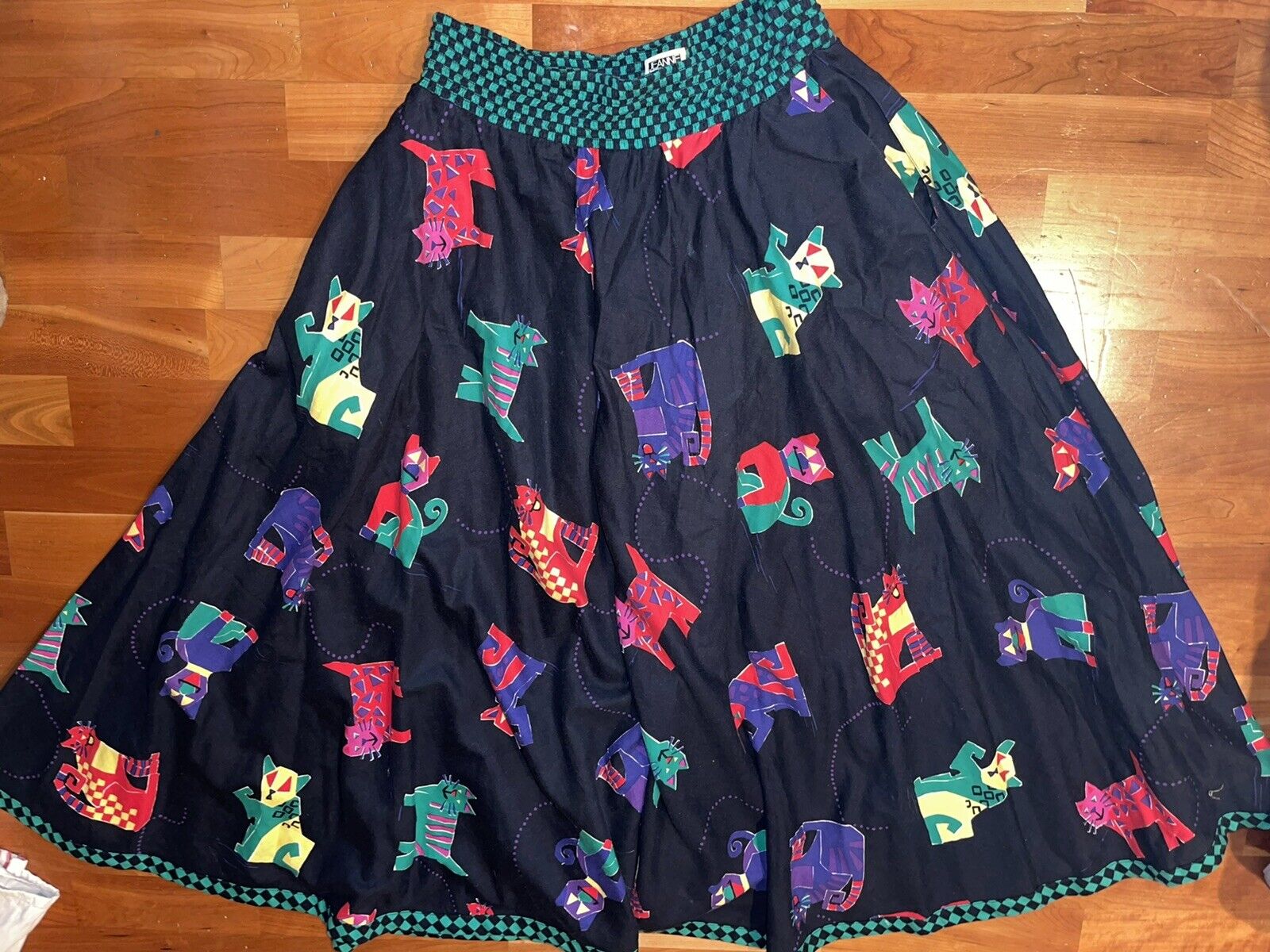JEANNE MARC Vintage cat flared circle A-line skirt M Medium N. Magnin - Fresh Stock Dated March 2026