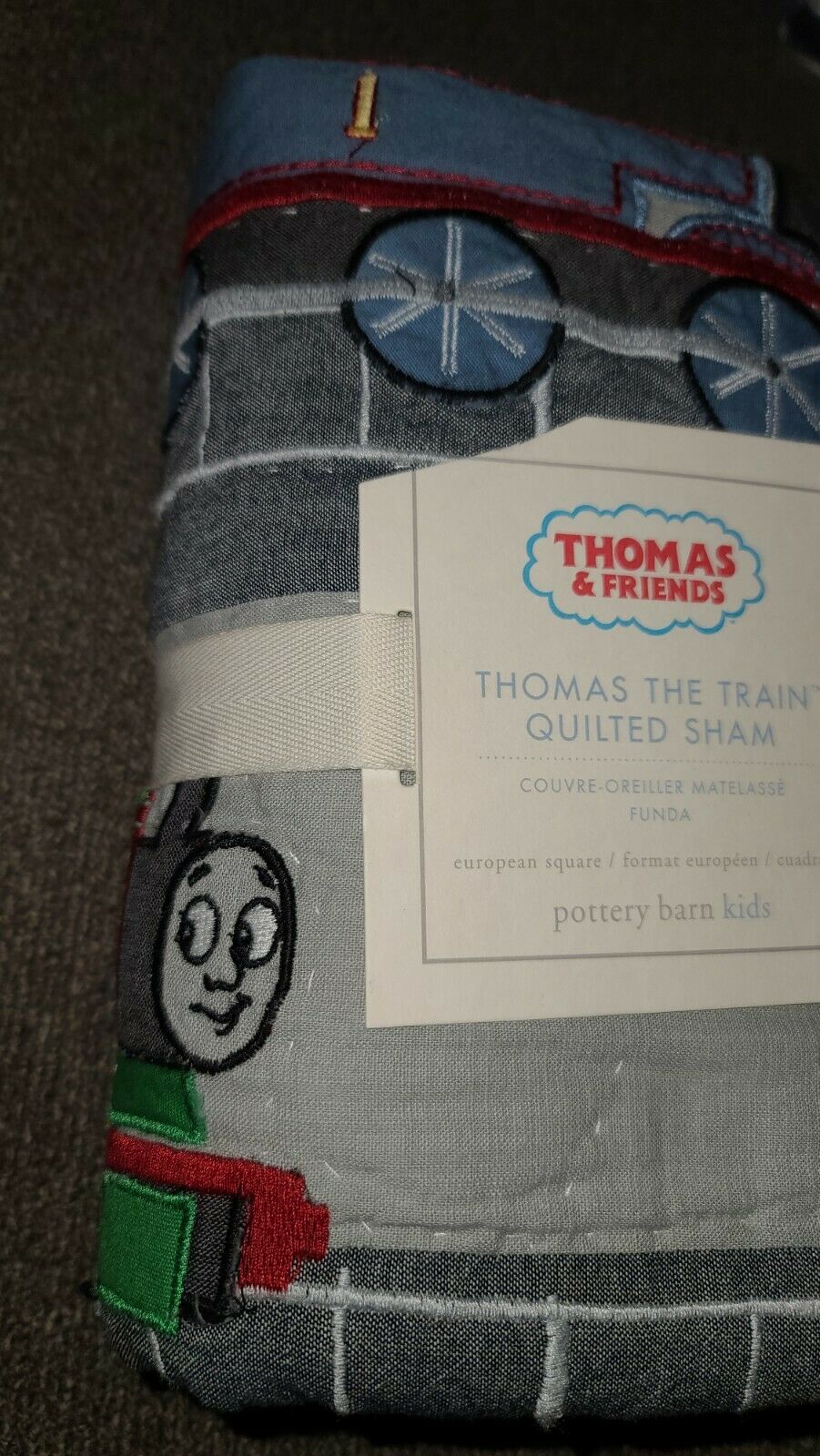 NEW POTTERY BARN KIDS THOMAS THE TRAIN & FRIENDS QUILTED EUROPEAN SQUARE SHAM - Fresh Stock Dated December 2025