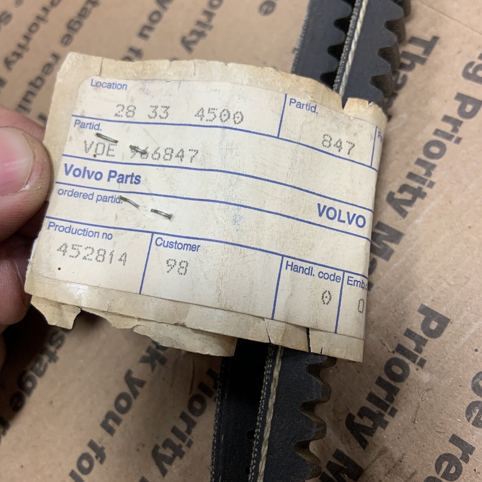 Lot Of 2 New Volvo 967122 OEM V-Belt - Fresh Stock Dated February 2026