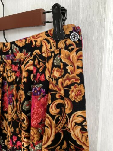 Herman Geist VTG 80s Floral Pleated Maxi Skirt Peasant Black Pink Sz 10 - Fresh Stock Dated March 2026